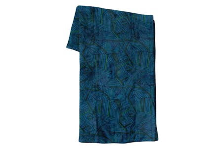 Linework Printed Plush Throw Blanket Blue