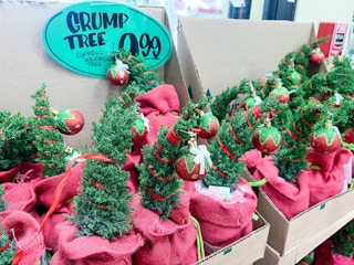 display of Trader Joe's Holiday Grump Trees