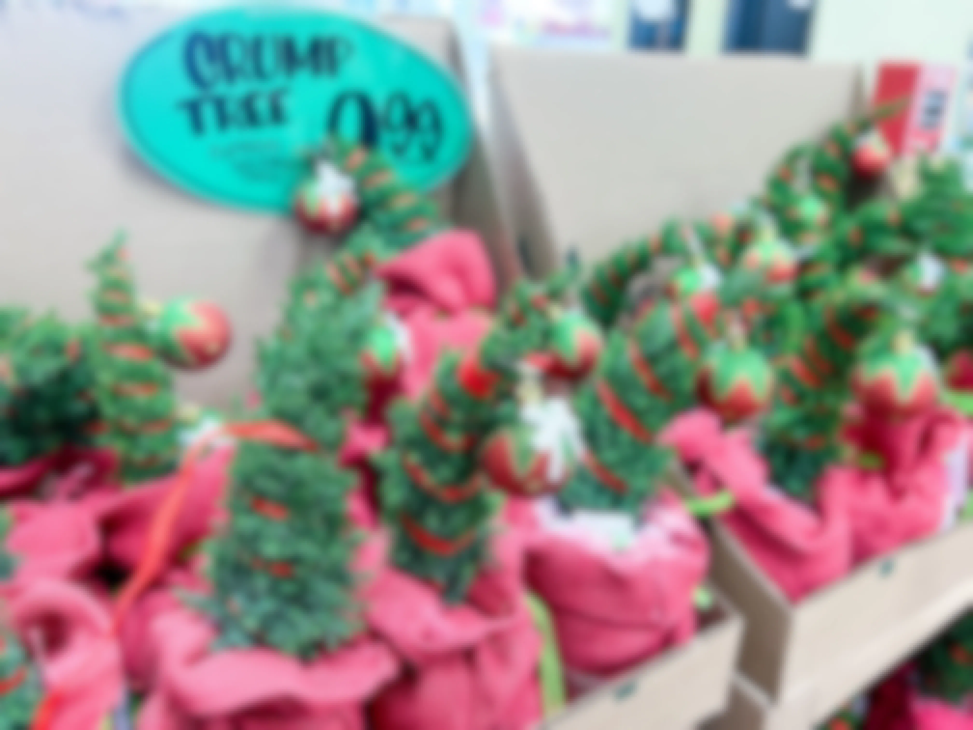 display of Trader Joe's Holiday Grump Trees