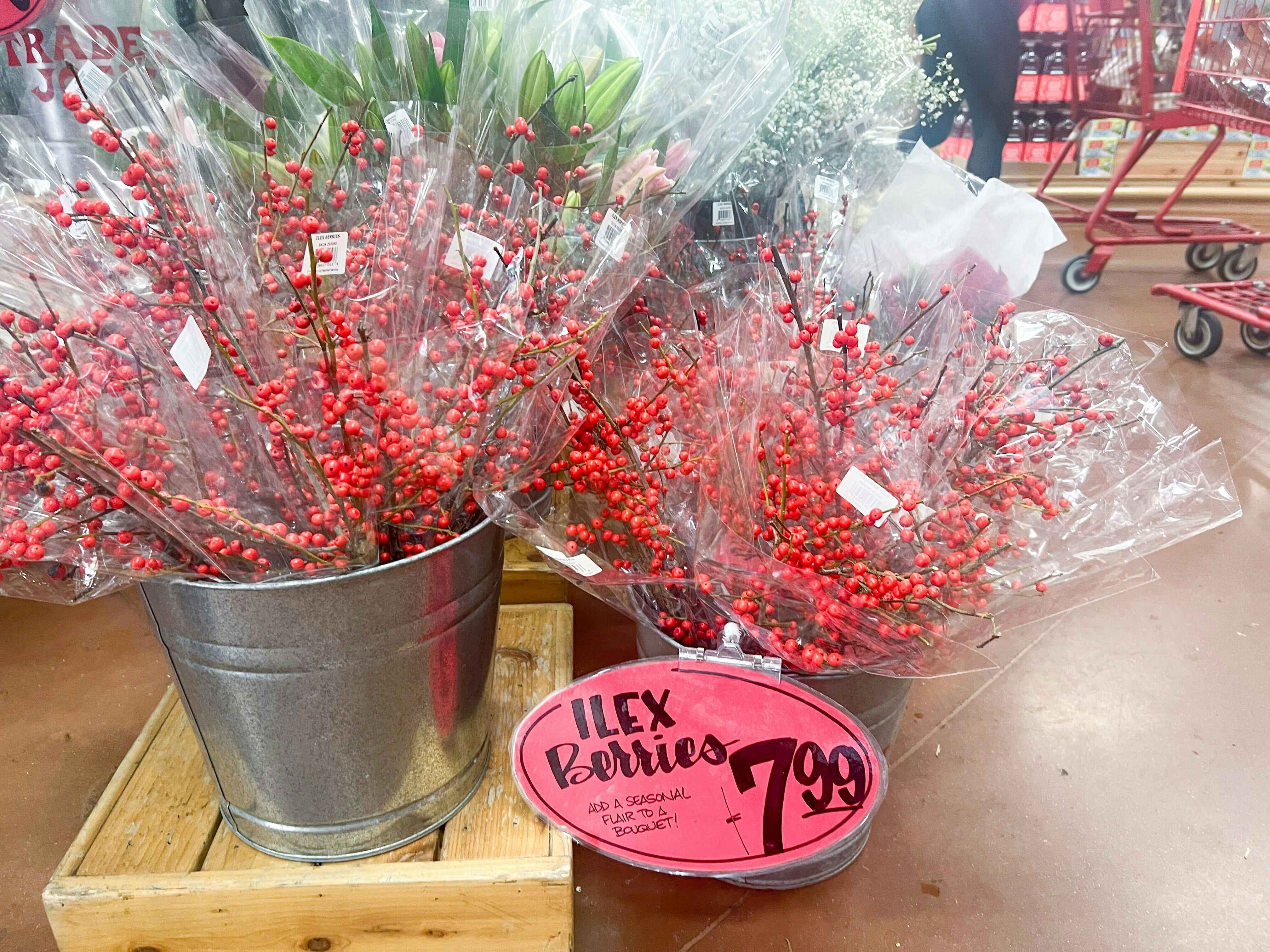 containers of Trader Joe's Holiday Ilex Berries
