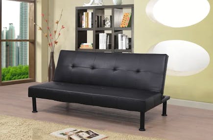 Faux Leather Black Sleeper Sofa