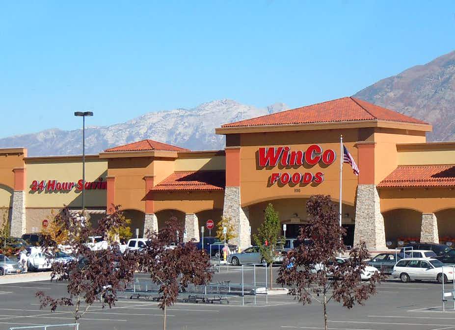 winco foods storefront with mountains in the background