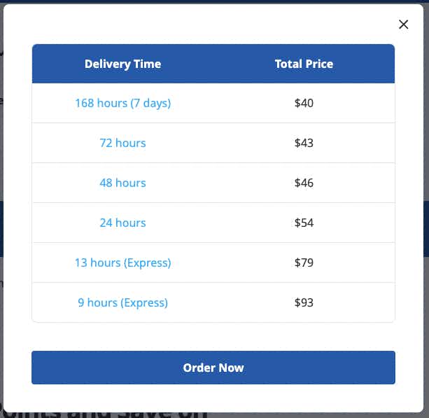 Delivery Schedule
