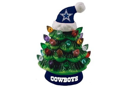 NFL Green Tree & Santa Hat LED Light-Up Ornament