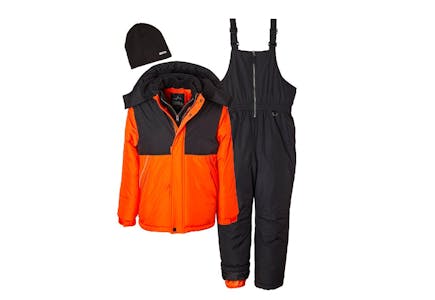 Kids' Black & Orange Snow Suit Set