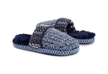 Muk Luks Blue Knit Slippers