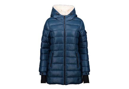 Steve Madden Sherpa-Lined Puffer Coat