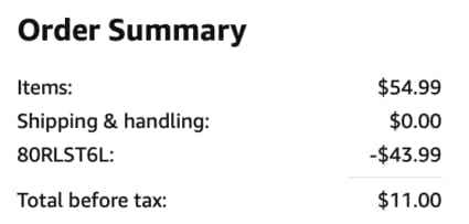 A screenshot of the total