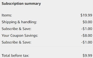 An Amazon subscription summary ending in $9.99.