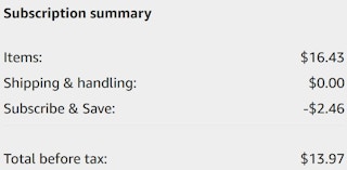 An Amazon subscription summary ending in $13.97