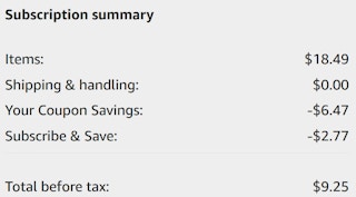 An Amazon subscription summary ending in $9.25.