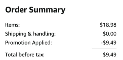 A screenshot of the total