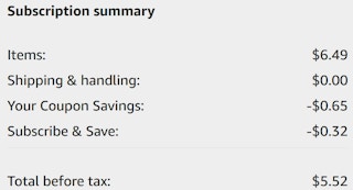 An Amazon subscription summary ending in $5.52.