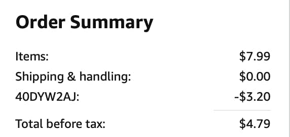 A screenshot of the total