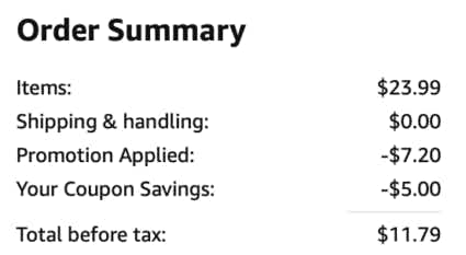 A screenshot of the total