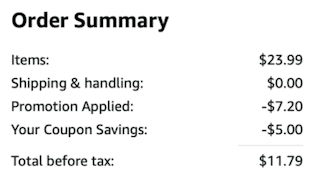 A screenshot of the total