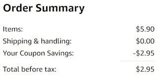 An Amazon order summary ending in $2.95.