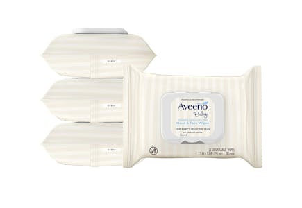 2 Aveeno Baby Hand & Face Wipes 4-Packs