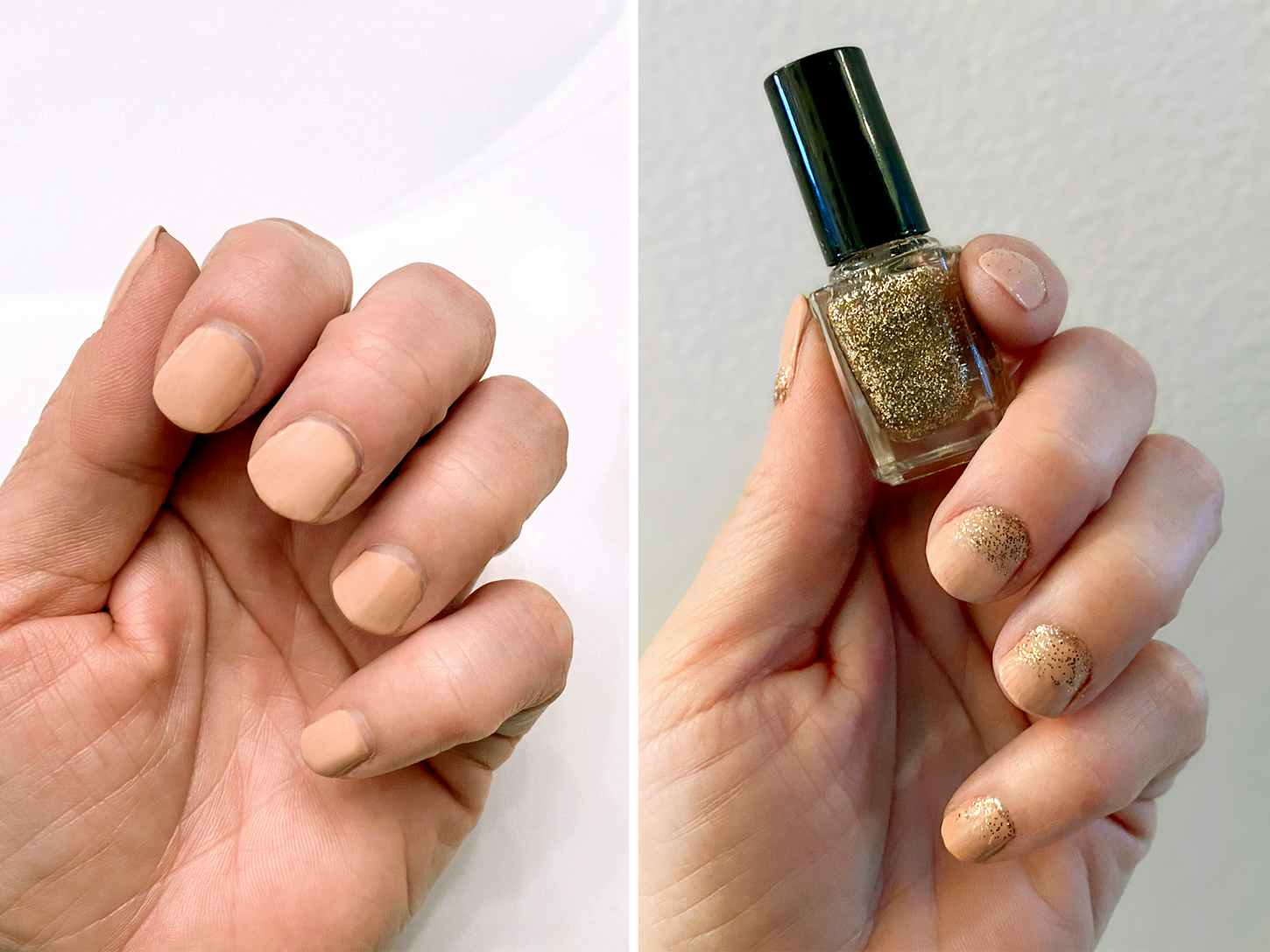 using glitter nail polish to cover grown-out nails