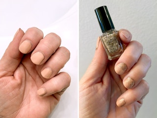 using glitter nail polish to cover grown-out nails