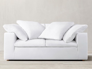 restoration hardware cloud sofa in white washed belgian flax linen