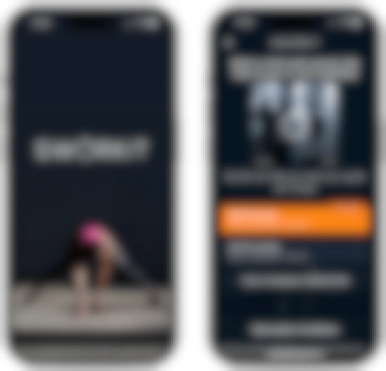 Screenshots from the Sworkit fitness app on two iPhone screens