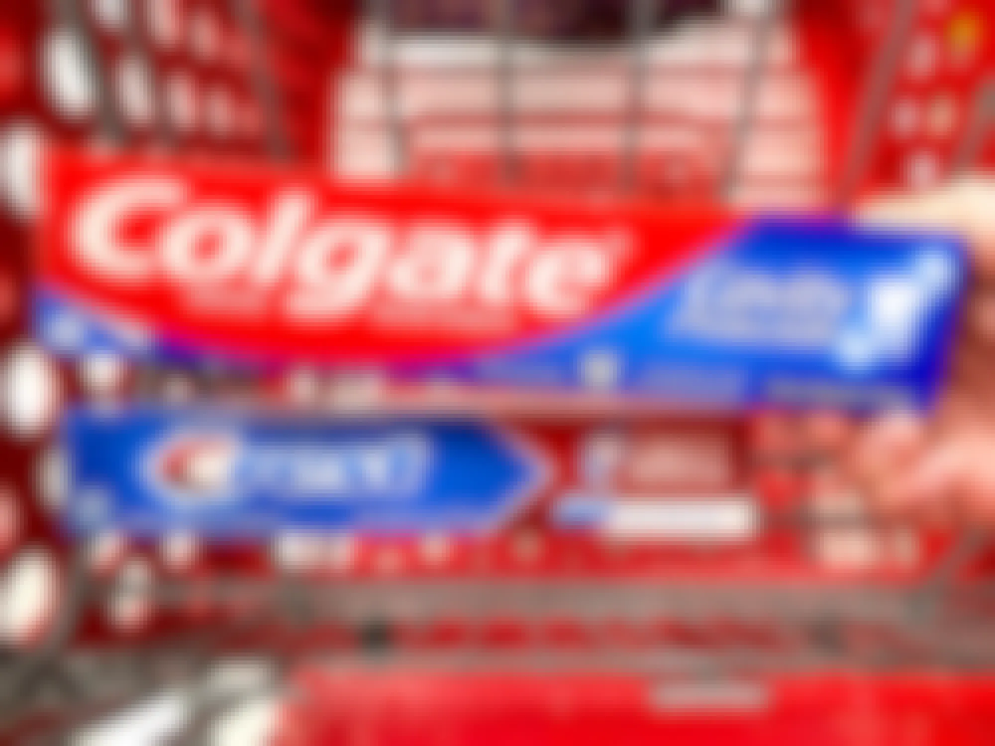 colgate and crest cavity protection toothpaste boxes in target cart