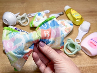 diy bow made from a baby bib