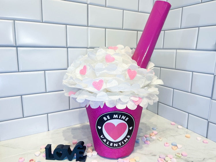 a diy starbucks valentine sitting on a counter