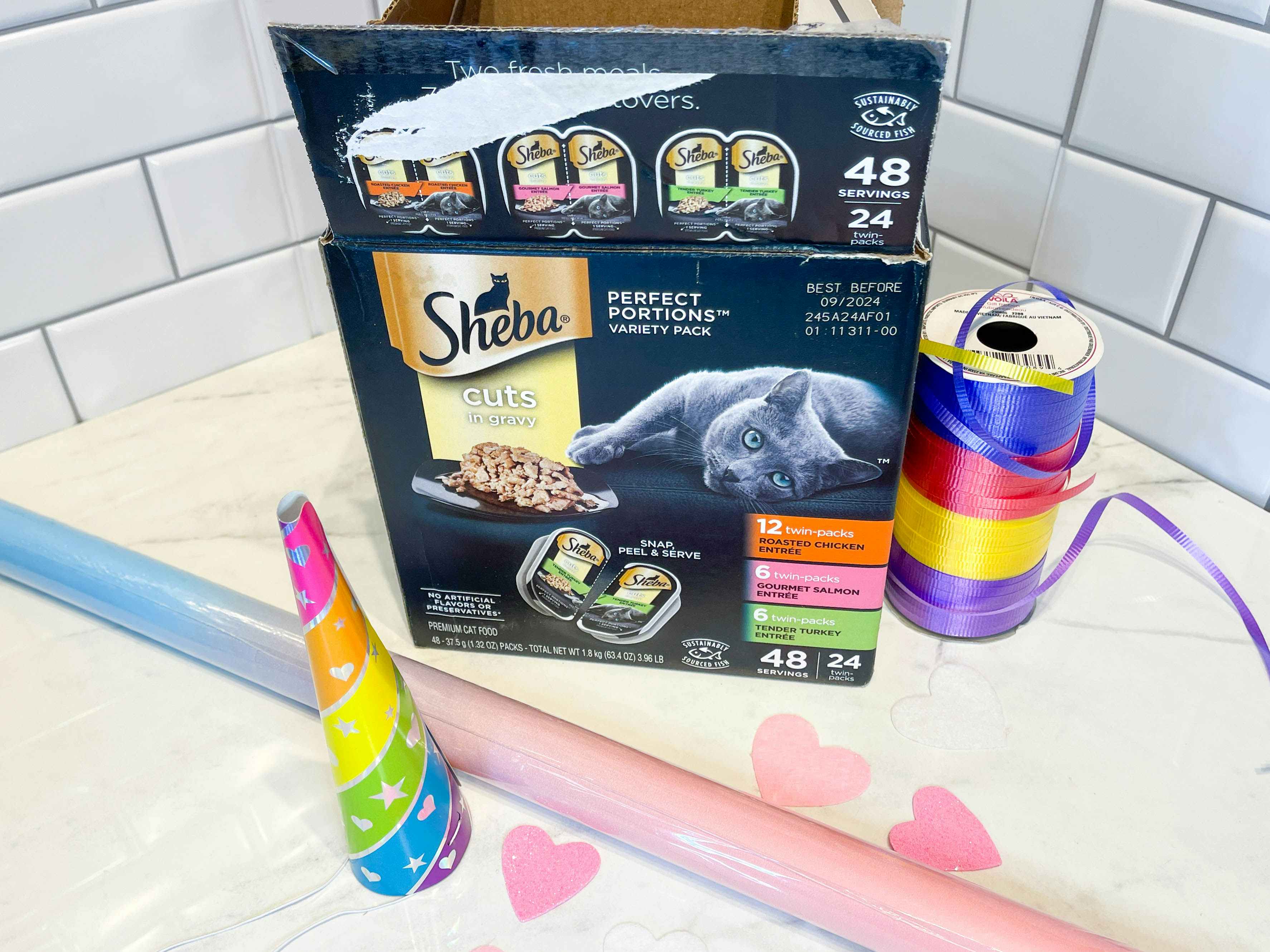 Supplies to make a diy unicorn valentine box