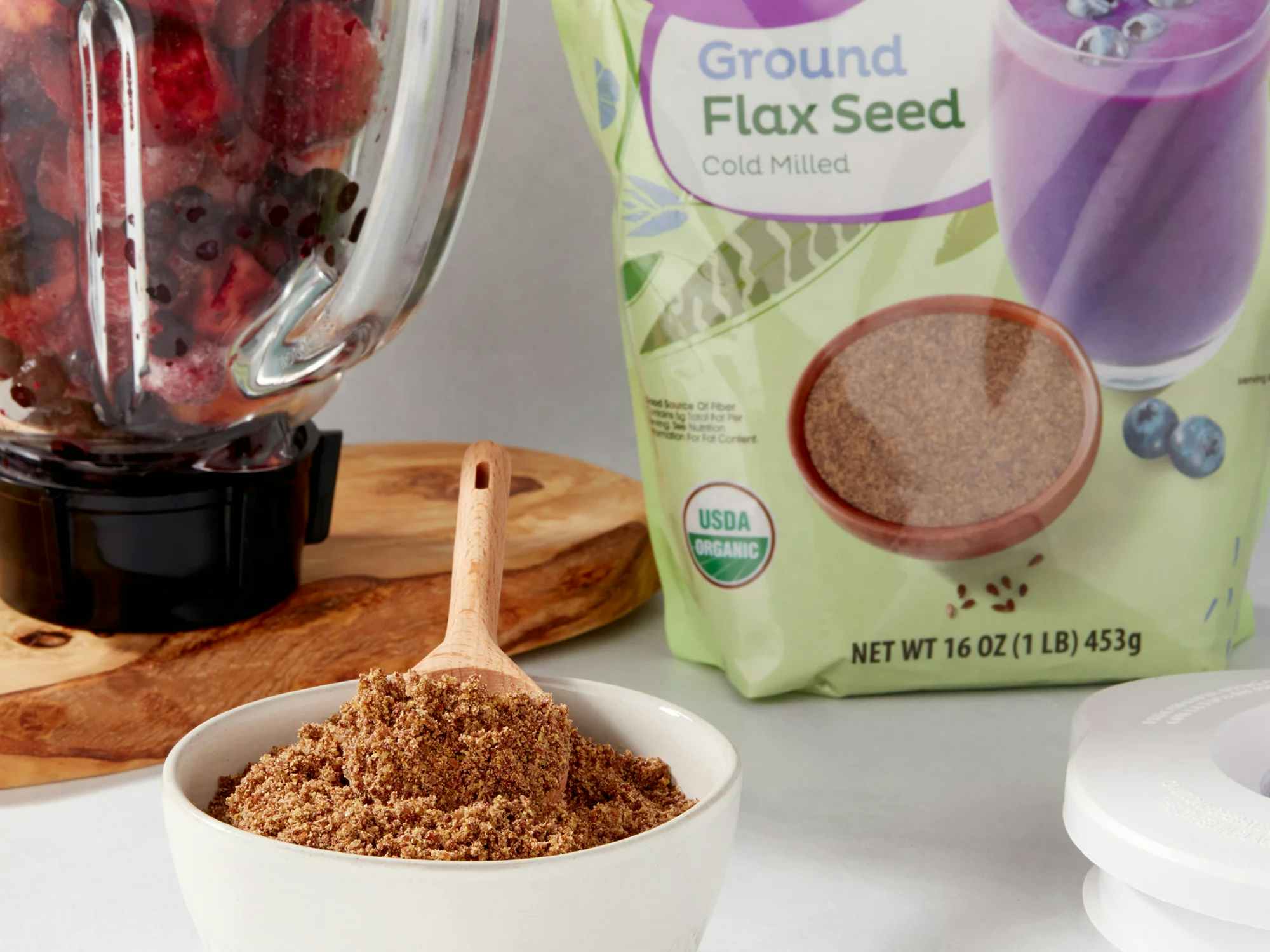 great value ground flax seed in bowl