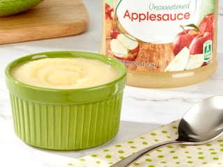 great value unsweetened applesauce in green ramekin