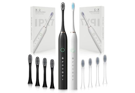 Electric Toothbrushes 2-Pack with 8 Brush Heads