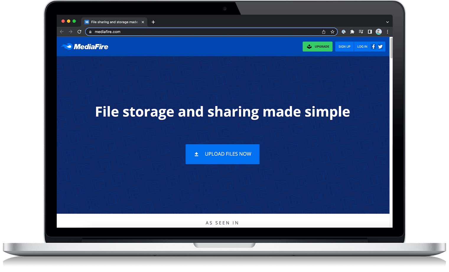 The Mediafire cloud storage website on a laptop