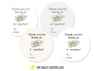 teacher gift tags saying thank you for being an a-plus teacher