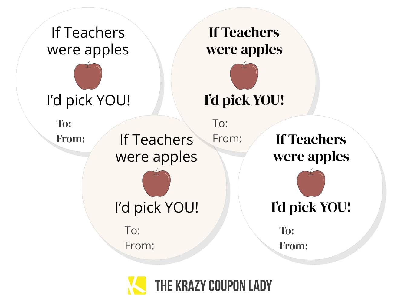 teacher gift tags saying if teachers were apples i'd pick you 