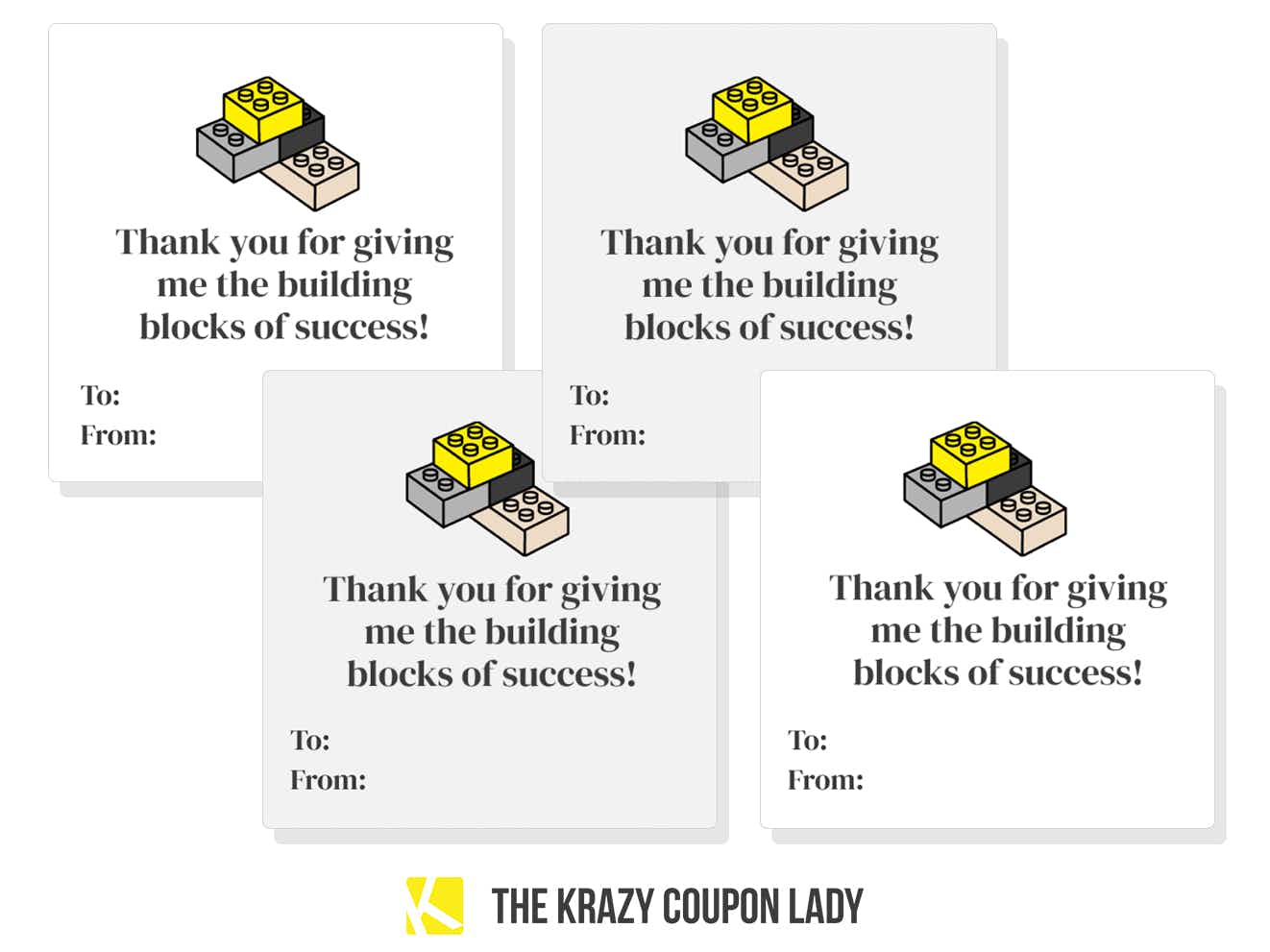 teacher gift tags saying thank you for giving me the building blocks of success