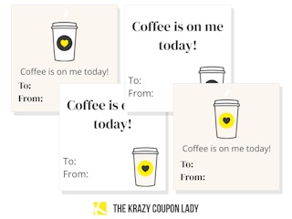 teacher gift tags saying coffee is on me today