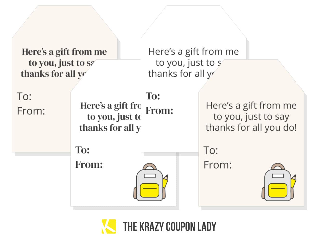 teacher gift tags saying heres a gift from me to you