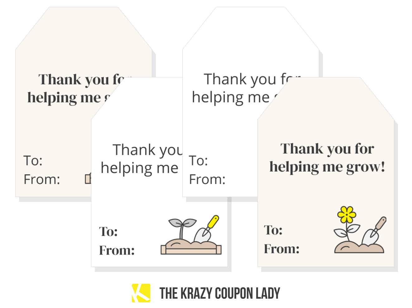 teacher gift tags saying thank you for helping me grow