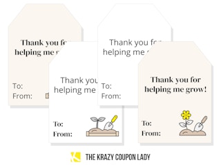teacher gift tags saying thank you for helping me grow