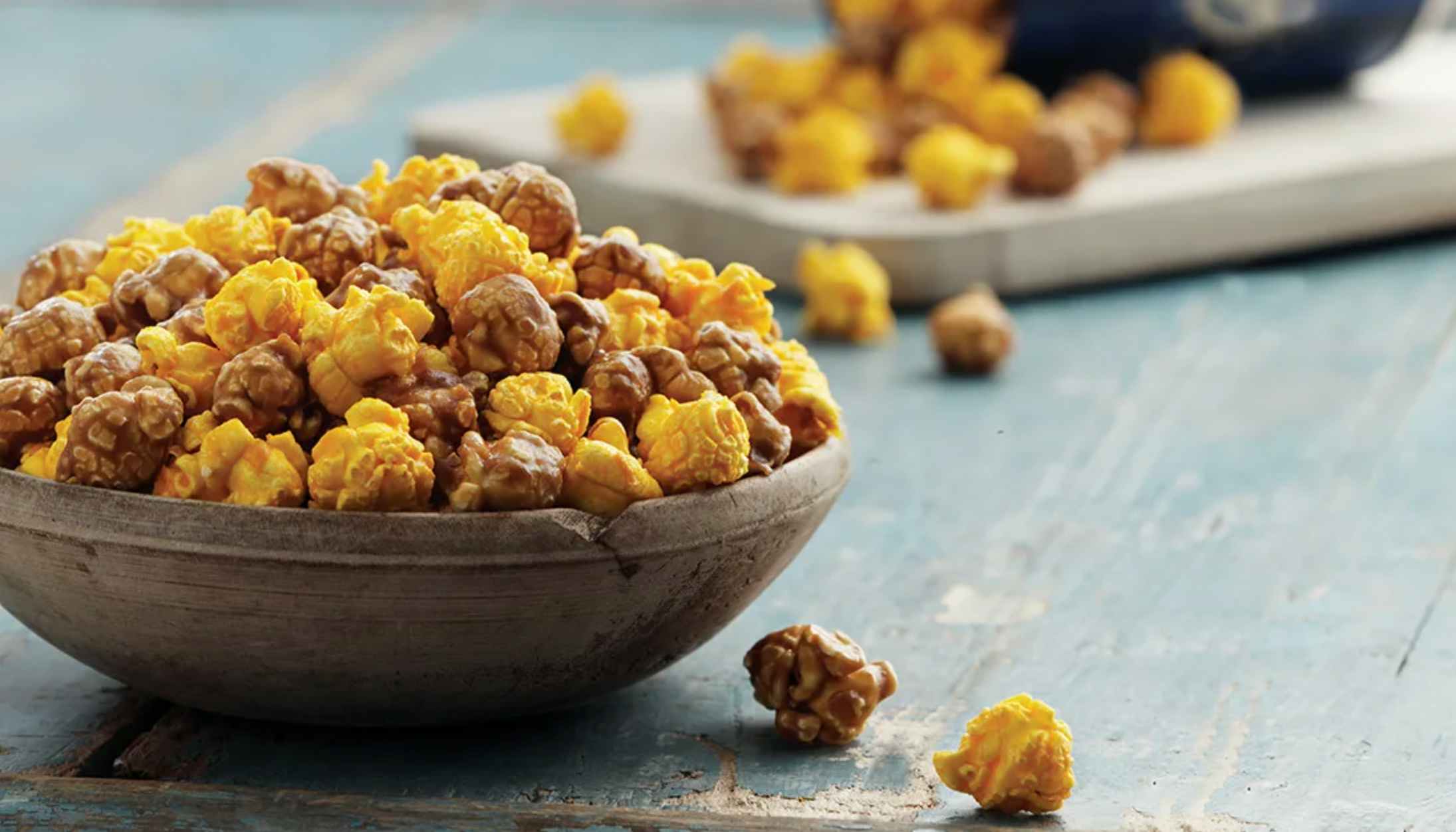 A bowl of Garrett Popcorn on national popcorn day