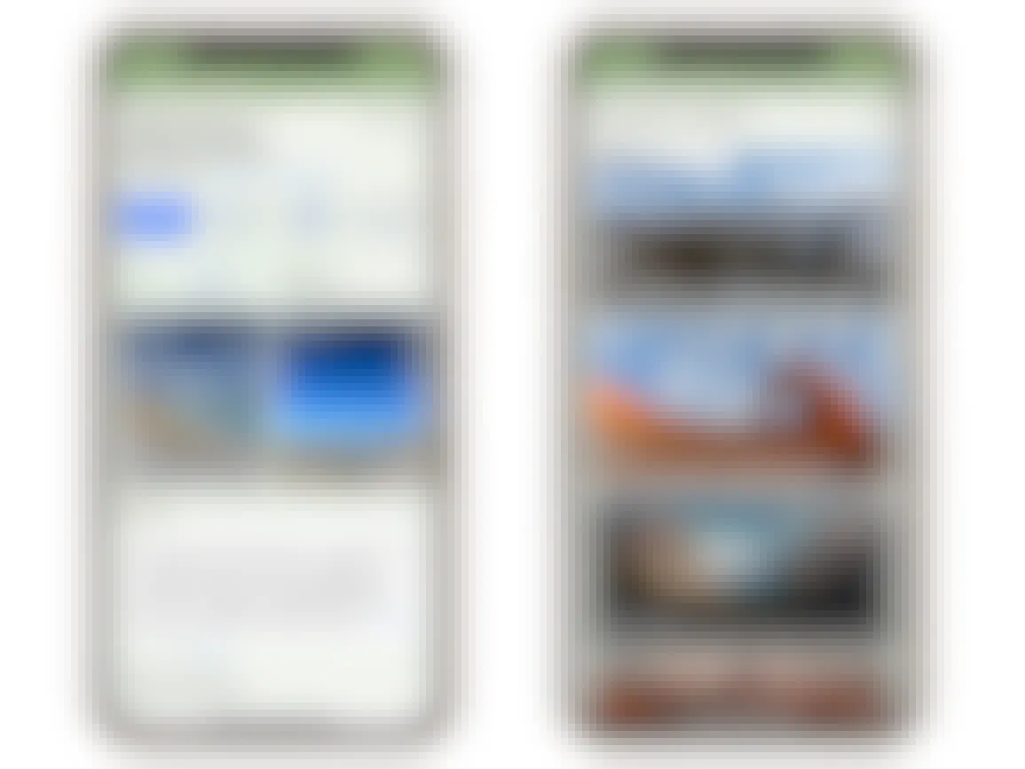 Two smartphones showing Google Map travel resources about Yellowstone National Park