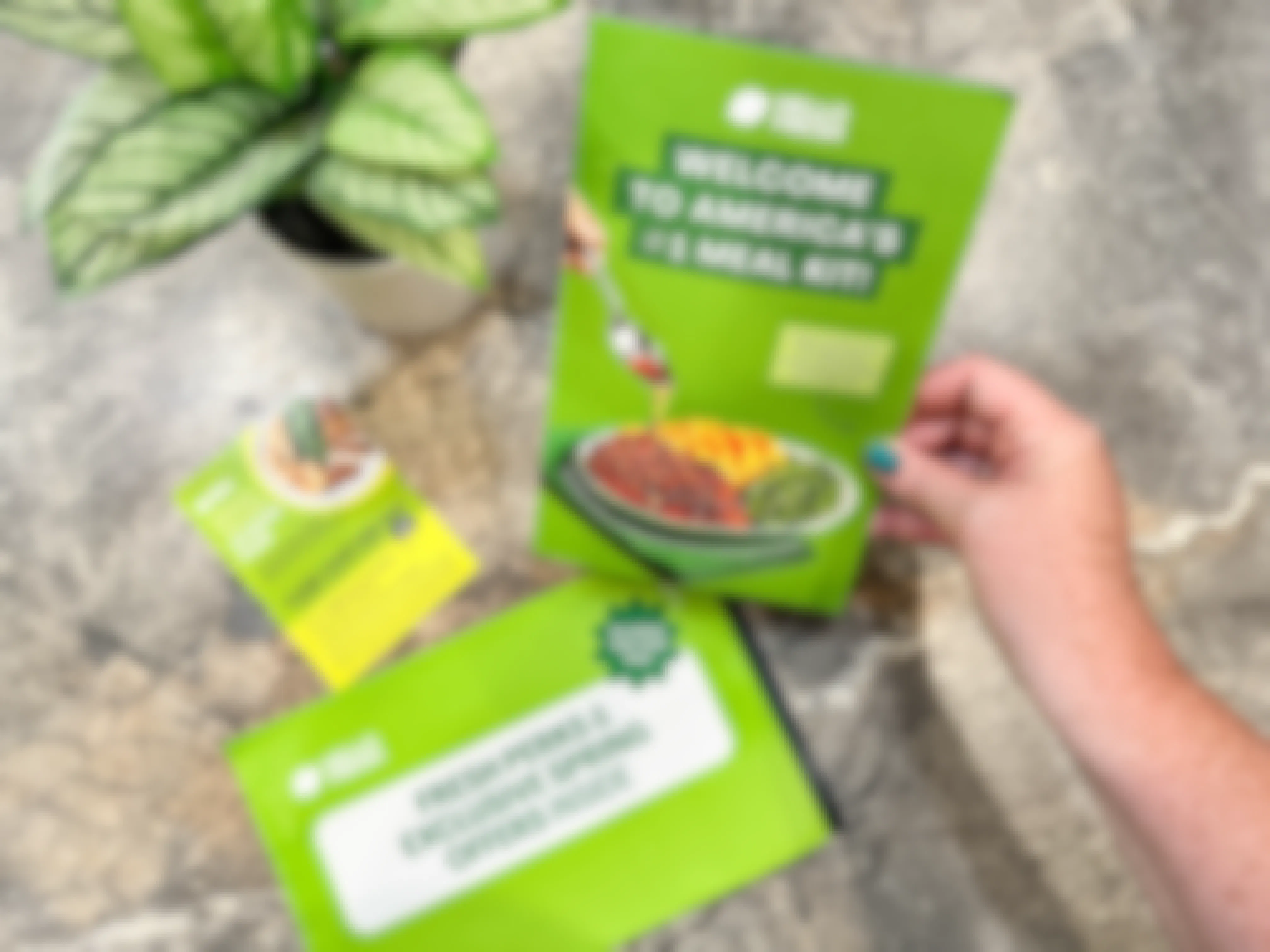 hello fresh coupons from box kit on counter 
