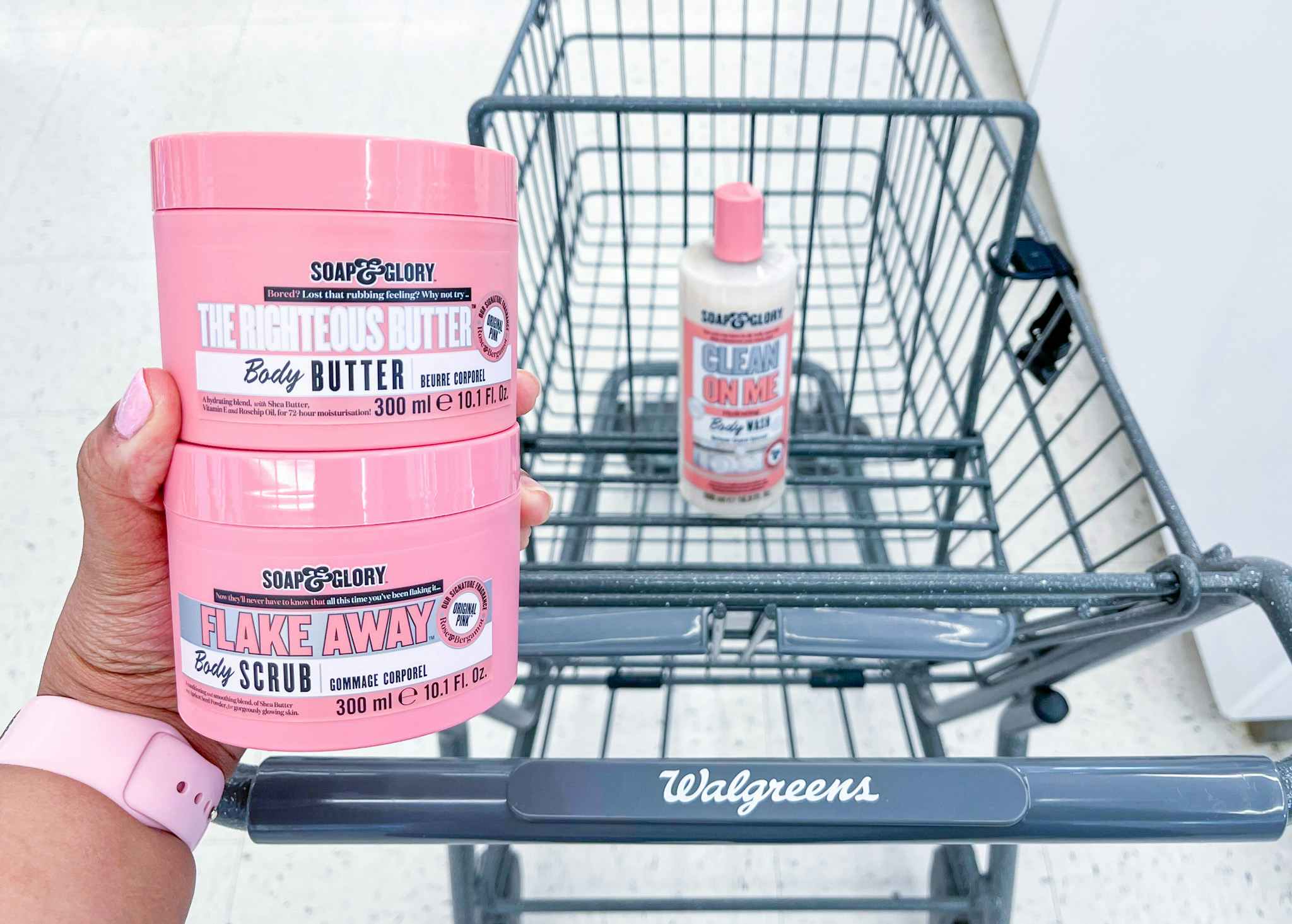 soap and glory products in walgreens cart