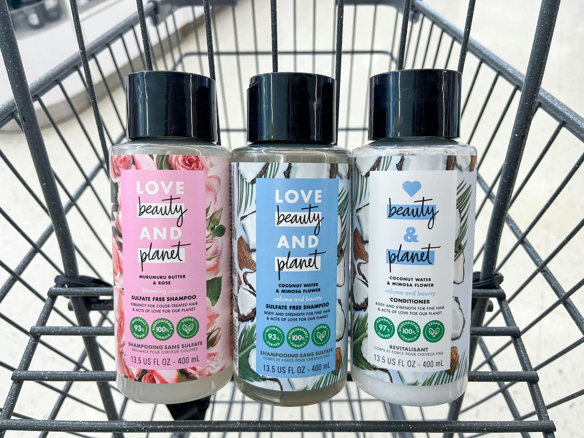 love beauty and planet hair care in walgreens shopping cart