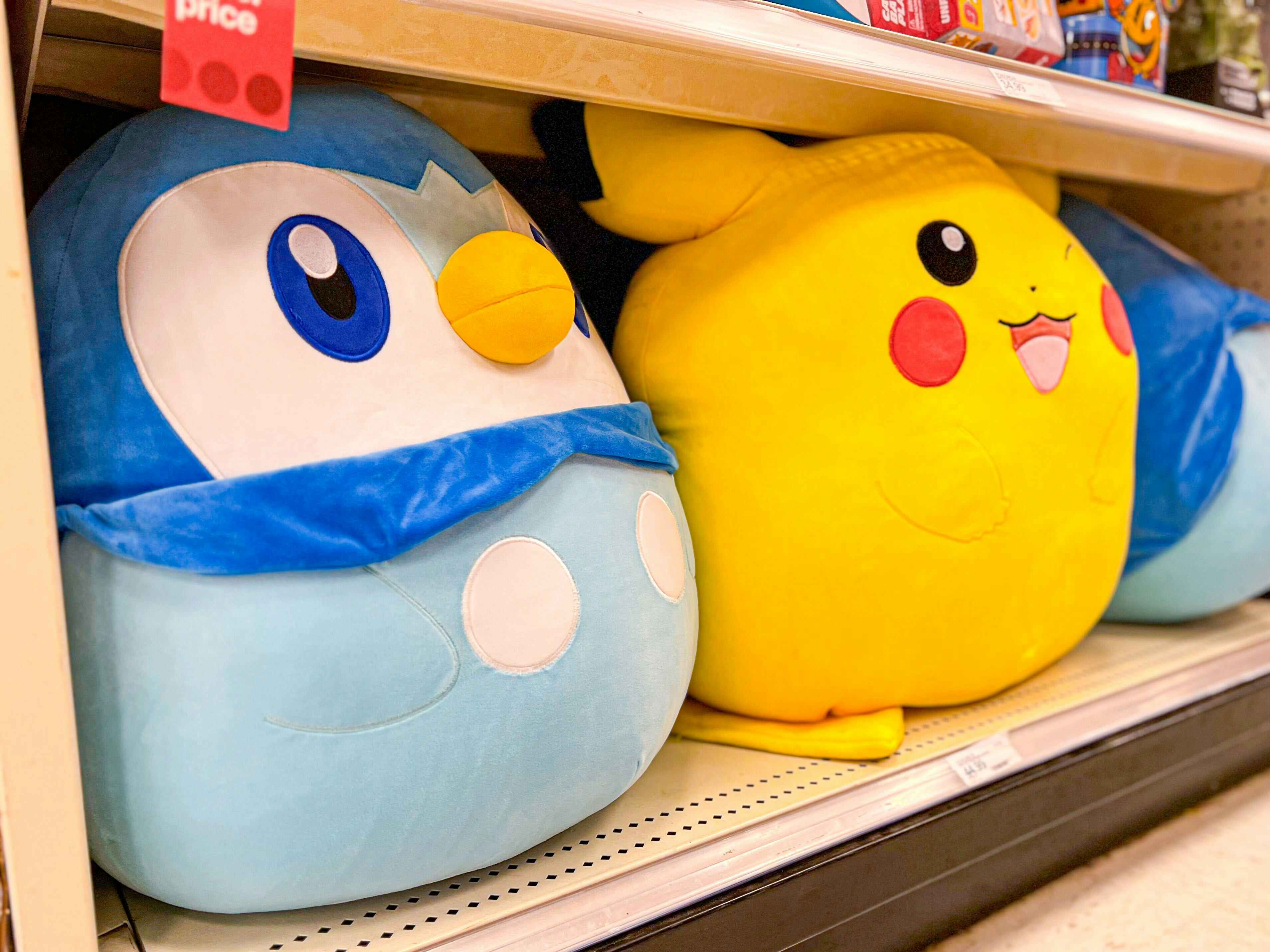 pikachu piplup squishmallow on shelf