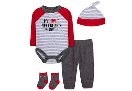 Valentine's Day Baby 4-Piece Bodysuit Set