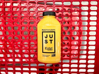 bottle of Just Egg at Target in shopping cart