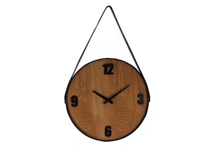 Faux Leather Strap Wall Clock
